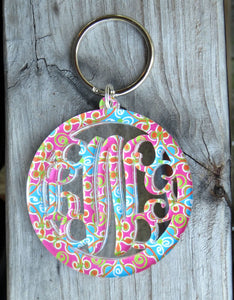 Initial Keychain-Pink Camo