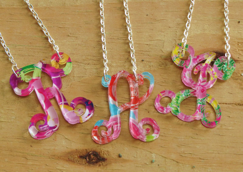 Floating Single Initial Vine Necklace